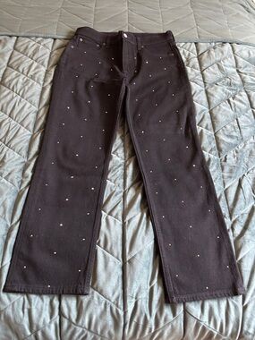 GAP Straight-Leg Jeans women 10R black high rise studded western cowgirl concert
